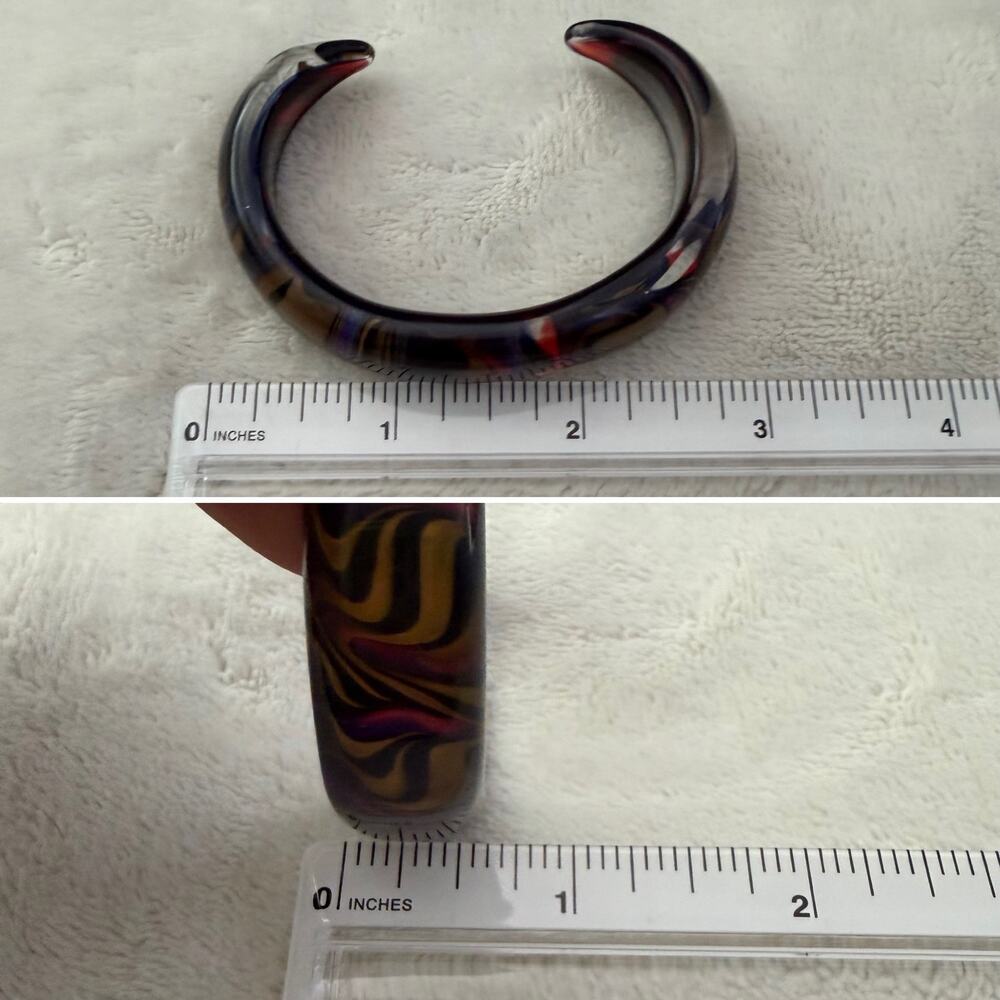 Kevin O’Grady 2001 Artisan Blown Glass Psychedelic Cuff Bracelet - Picture 4 of 4